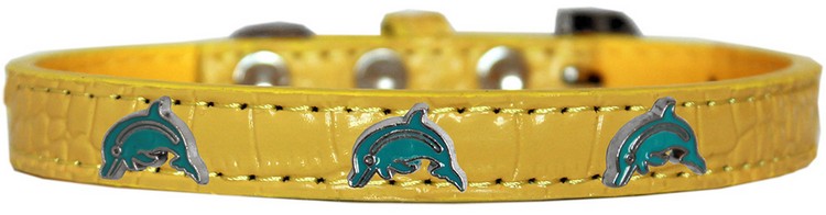 Dolphin Widget Croc Dog Collar Yellow Size 12